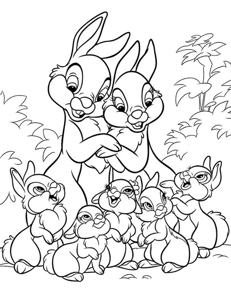 Кролики раскраски для детей