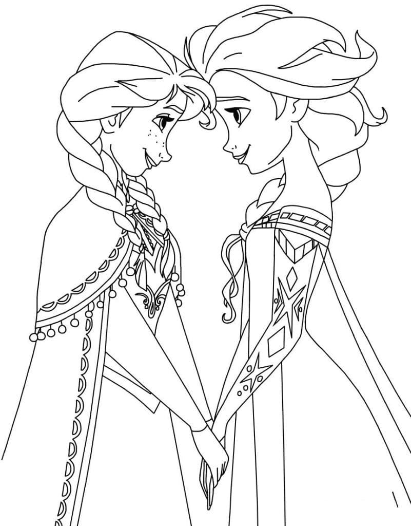 Отличная раскраска для девочек с принцессами Frozen