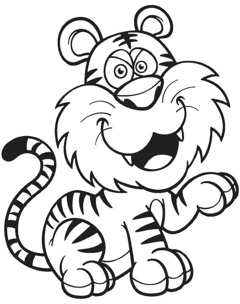 Трафарет тигренка для рисования для детей
