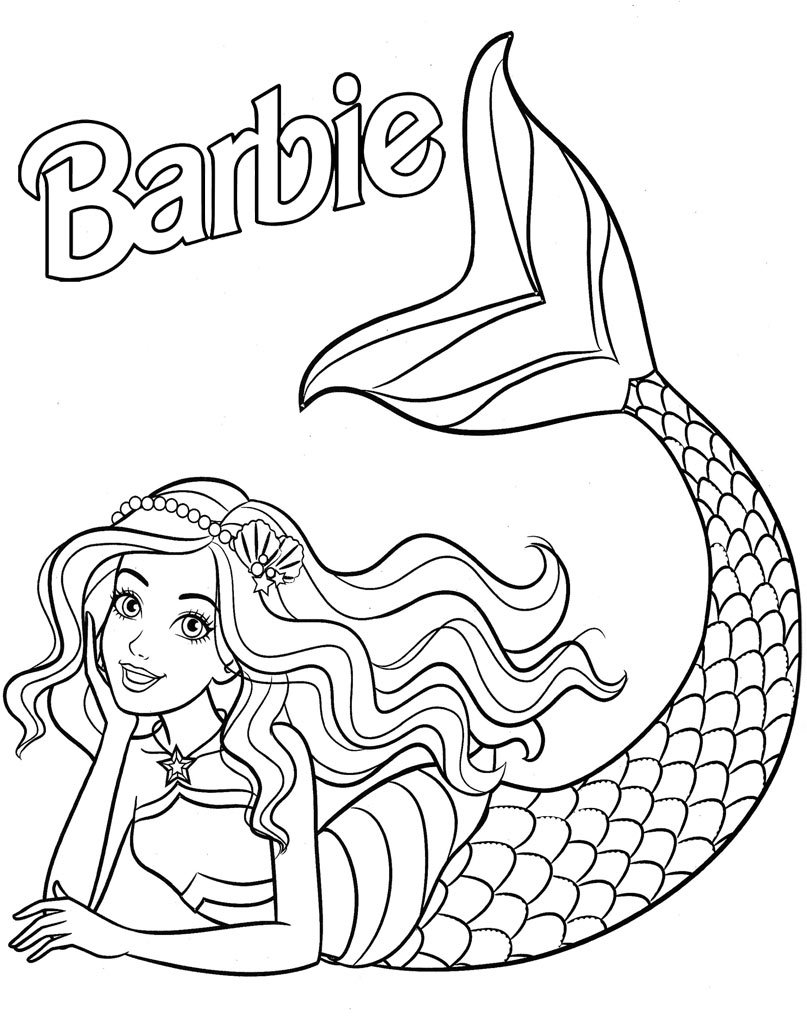 Красивая русалка Барби для распечатки