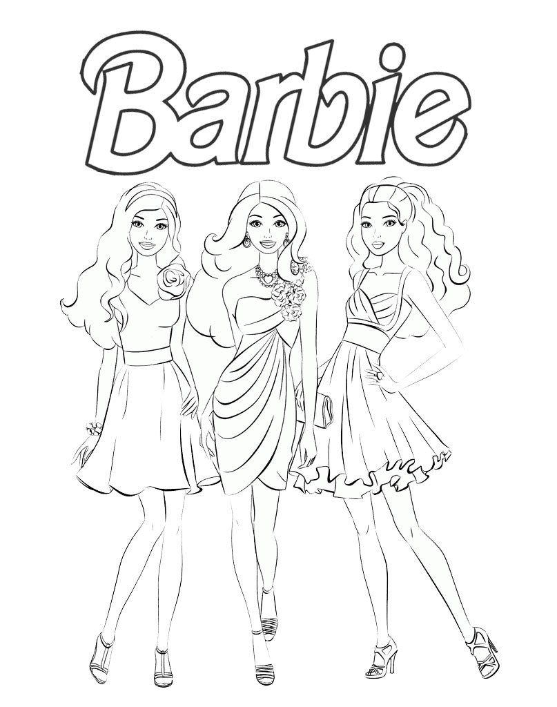 Раскраска для девочек с куклами Барби