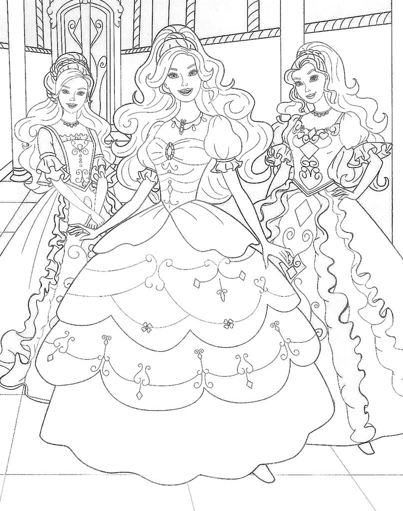 Книжка-раскраска с принцессами Барби