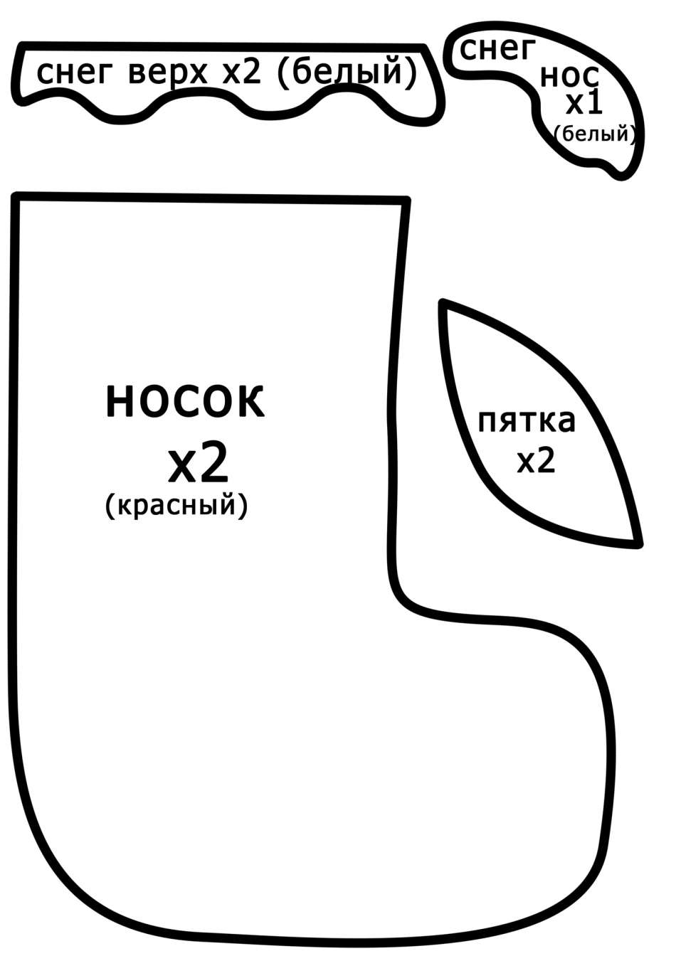 Выкройка для рождественского сапога