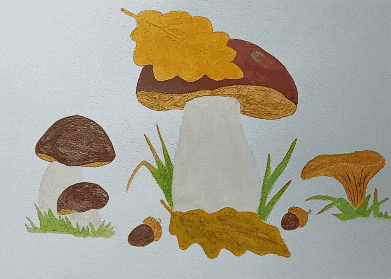 Лесная лужайка с грибами