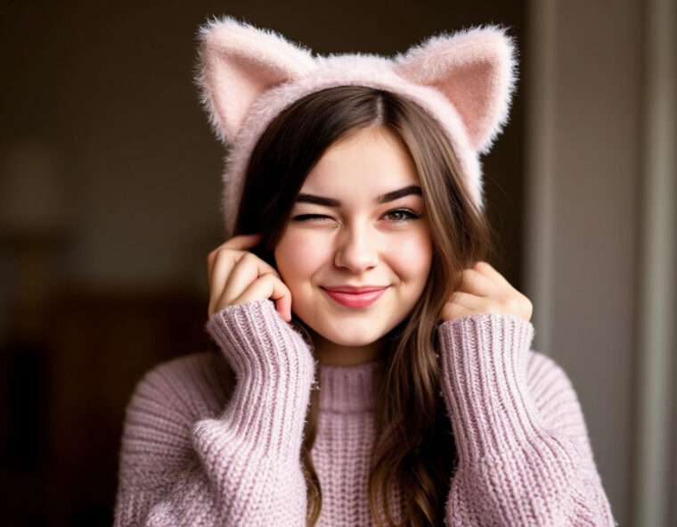 Котенок — что значит, когда так называют женщину Молодая женщина в уютном свитере с кошачьими ушками, игриво прищурилась как котёнок.